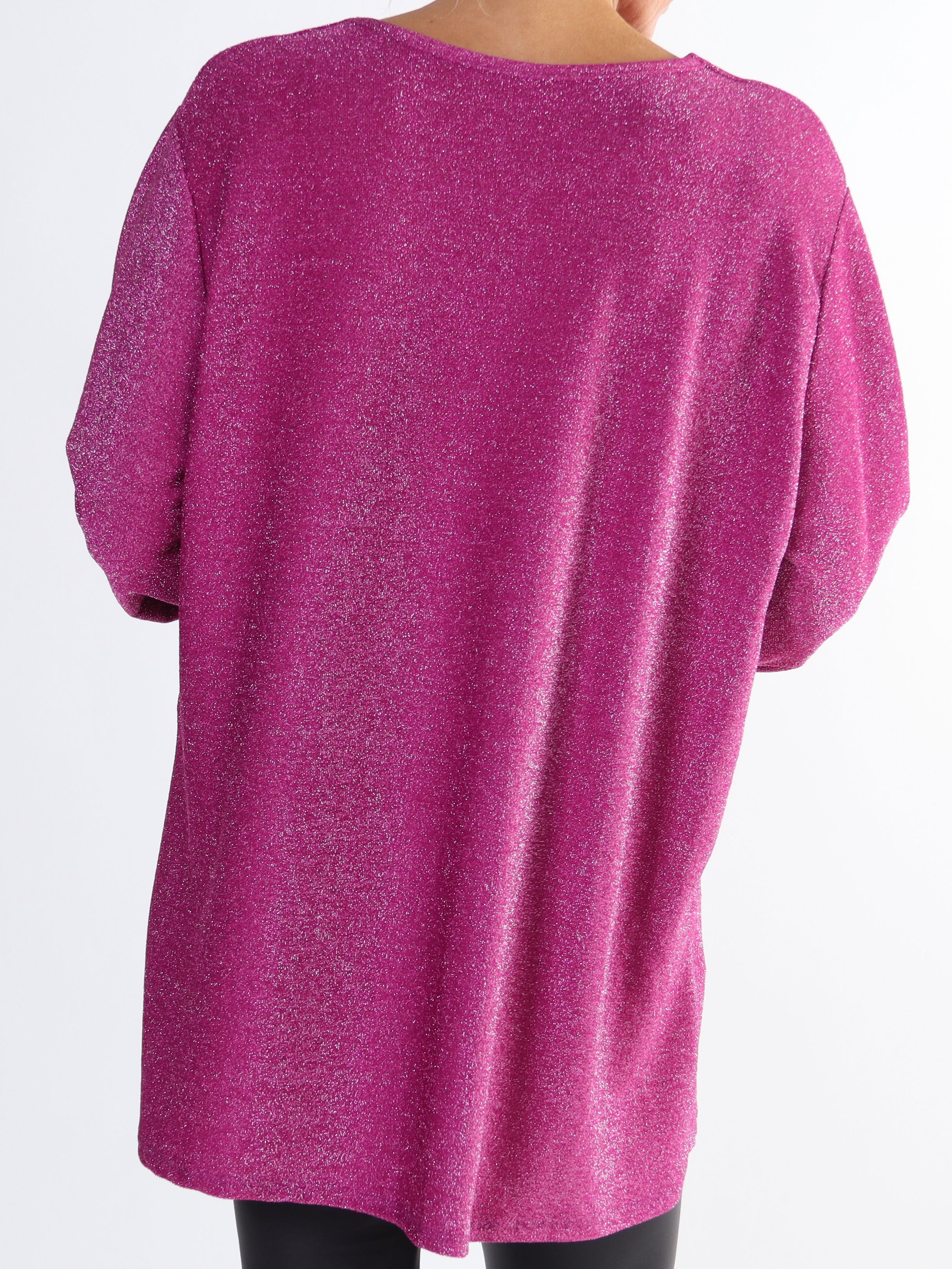 Larna Glitter - Plus size tunika med glittertrådar och v-ringning